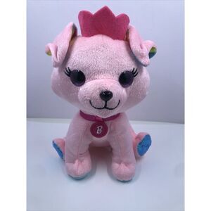 Barbie Pink Plush Puppy Dog Pink Crown and Collar Stuffed Animal Plush 7”